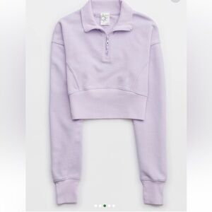 Offline by Aerie Throw-Back Corset Cropped Quarter Zip